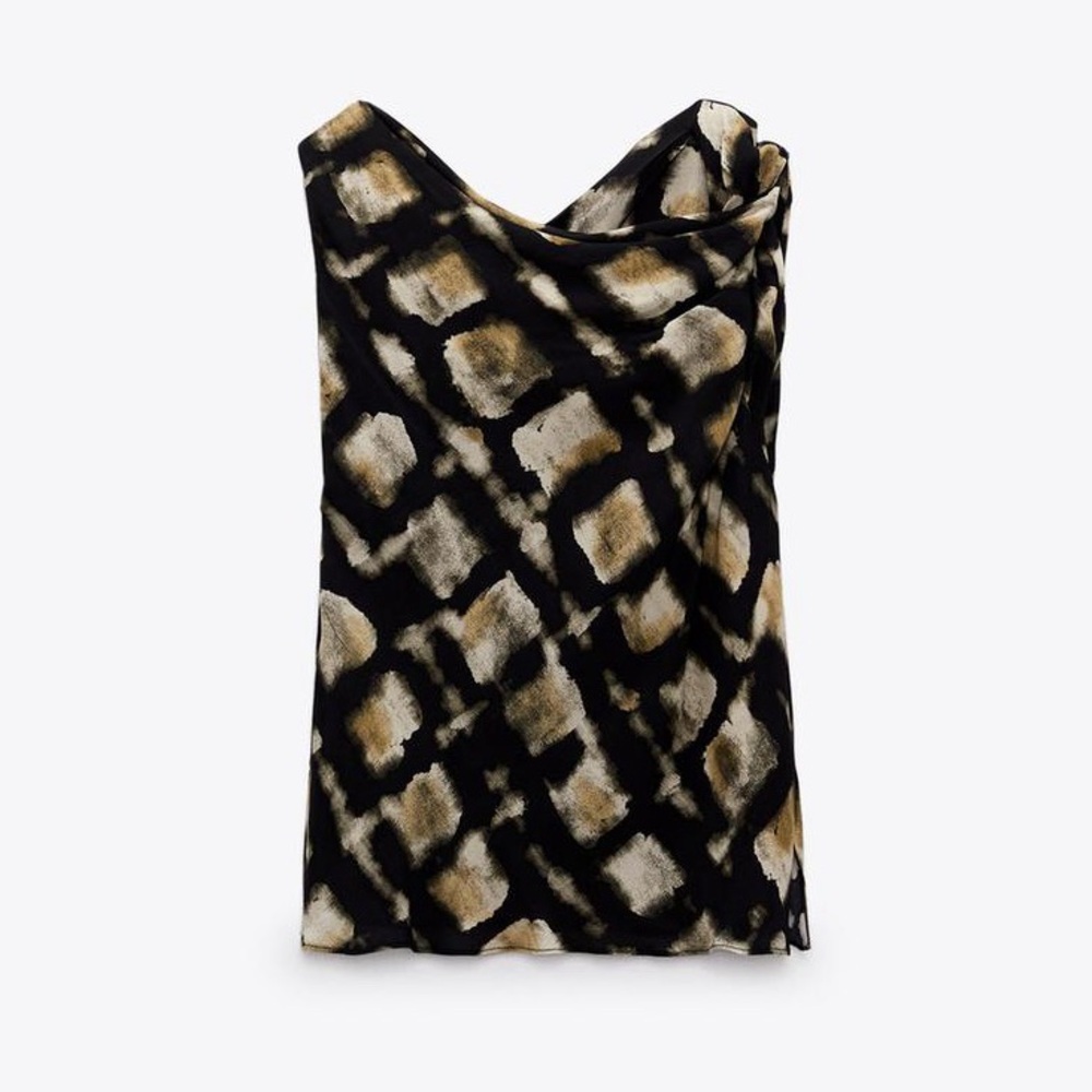 NWT Zara Printed Geometric Viscose Sleeveless Top